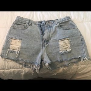 Calvin Klein distressed jean shorts